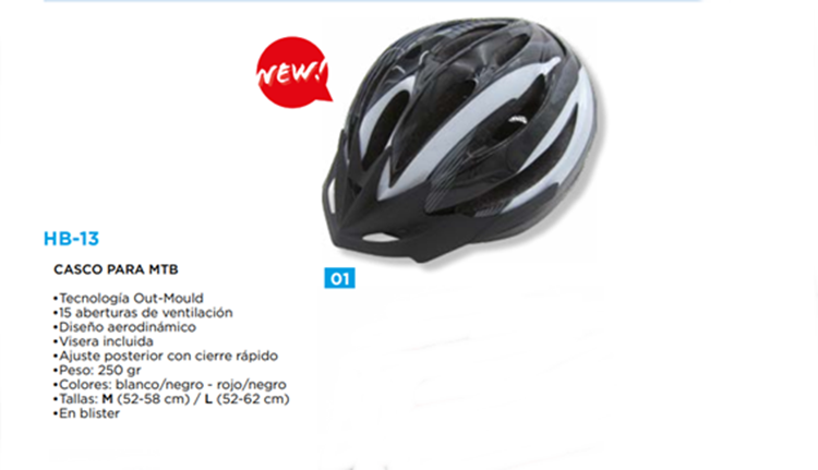 CASCO BICICLETA TKX ADULTO HB13 NEGRO BLANCO Talla M (52-58)